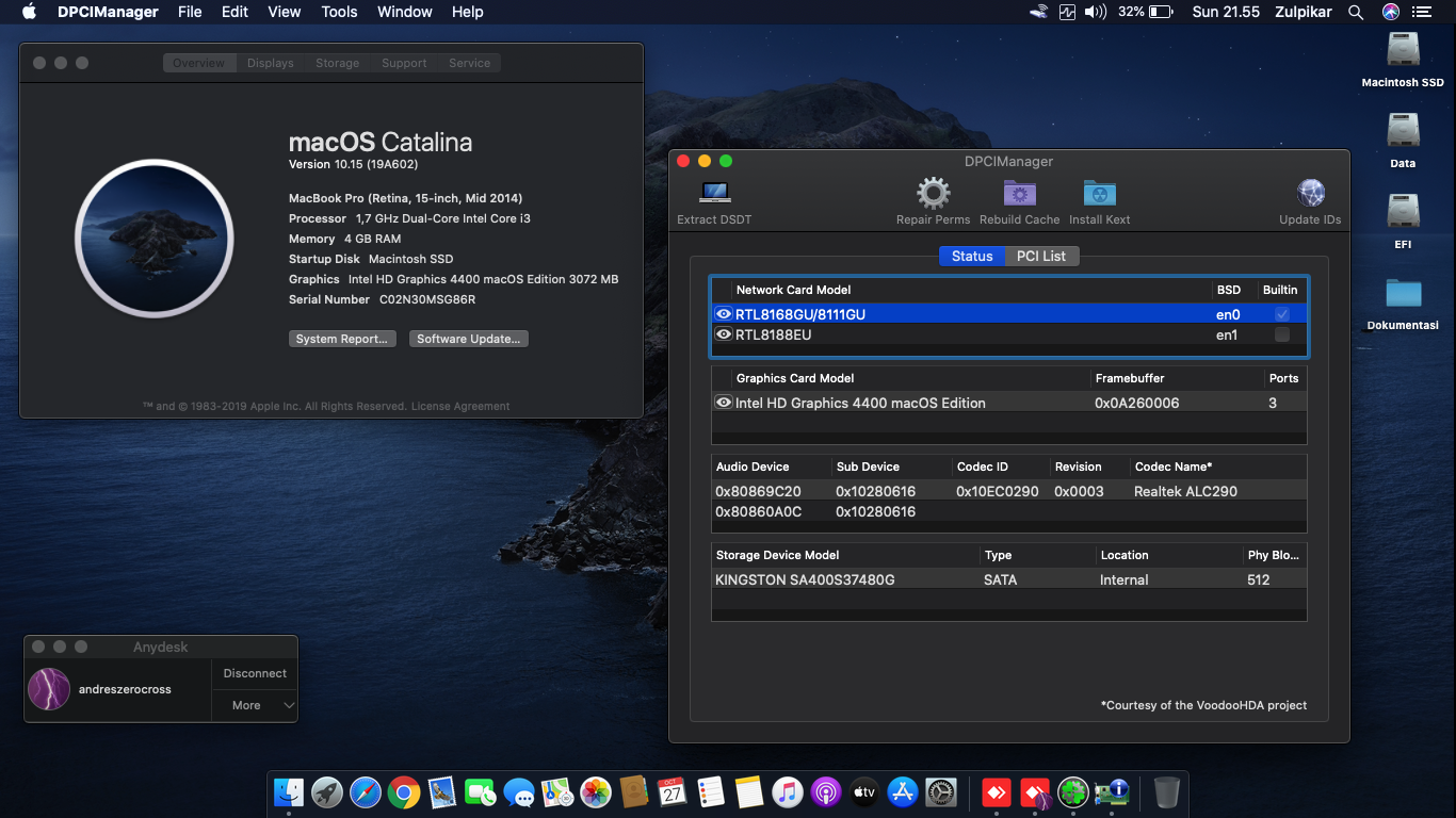Success Hackintosh macOS Catalina 10.15 Build 19A602 at Dell Vostro 5470
